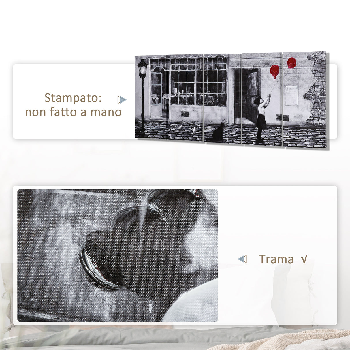 easycomfort easycomfort stampa su tela 80x40cm con bambina 5 pezzi in legno di pino per casa e ufficio