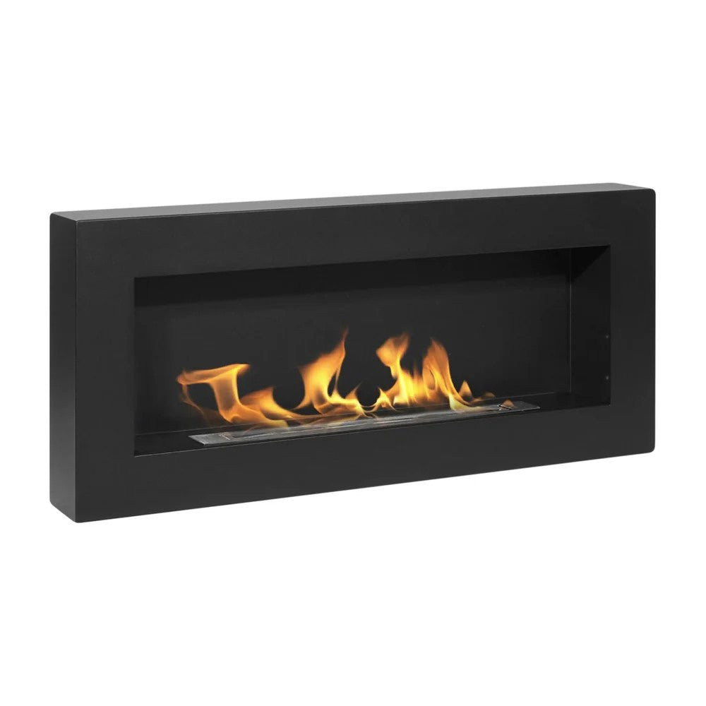 camino a bioetanolo biocamino da parete siena nero l 90 x p 12 x h 40