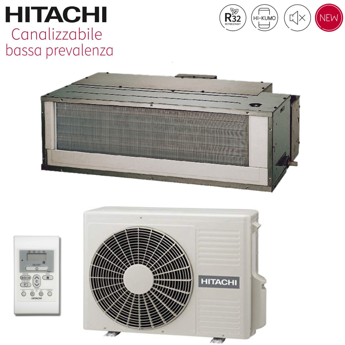 climatizzatore condizionatore canalizzato hitachi inverter 9000 btu rad 25rpa con rac 25npa gas r 410 6642