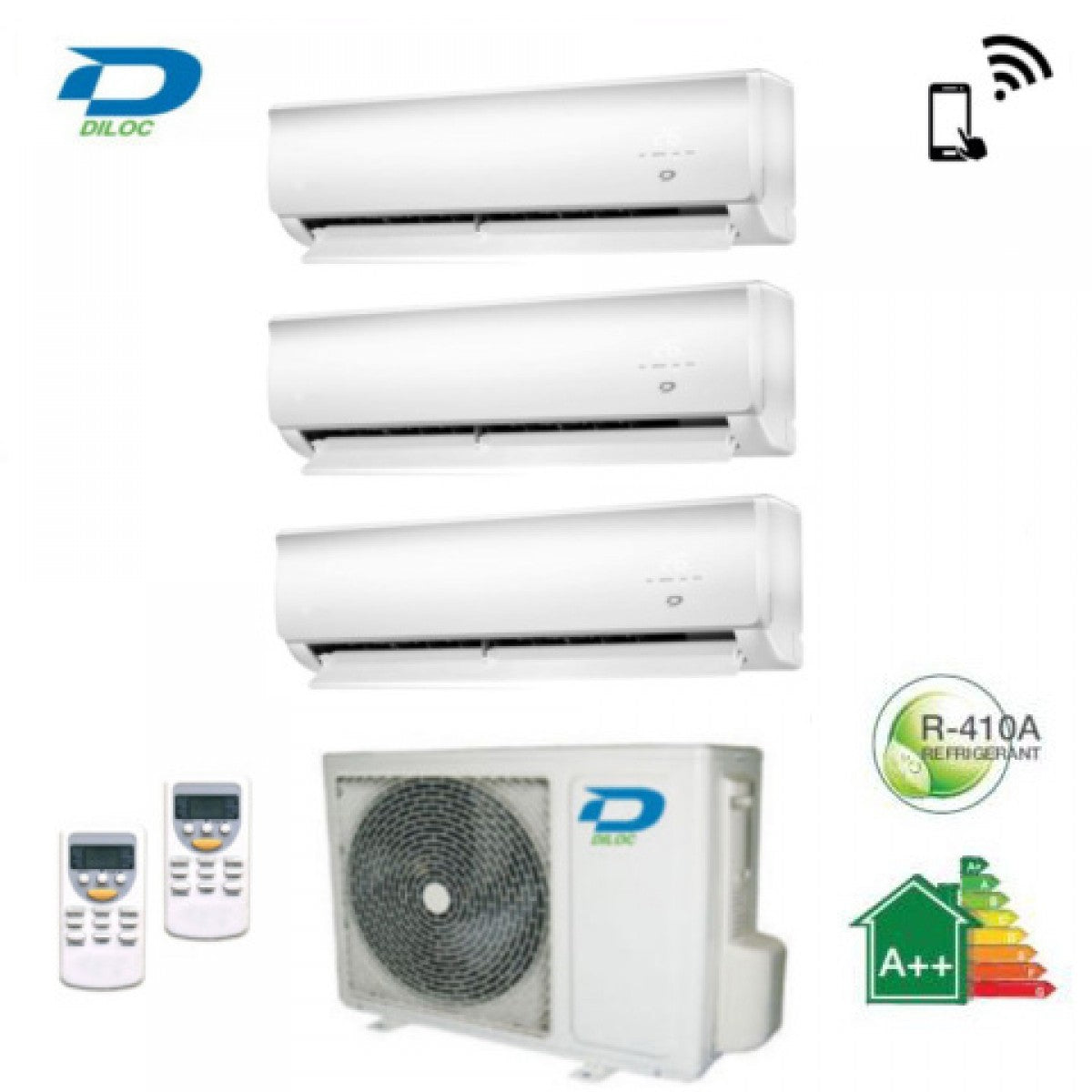 climatizzatore condizionatore diloc trial split inverter serie wall 9_9_12 con wall out300 wi fi 9000_9000_12000