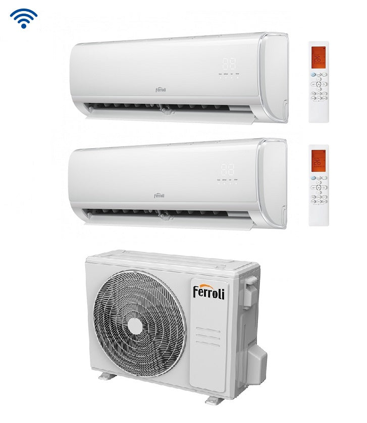 climatizzatore condizionatore dual split inverter ferroli giada m 9000_12000 btu con 18 2 wi fi integrato alexa e google home 9_12 novita