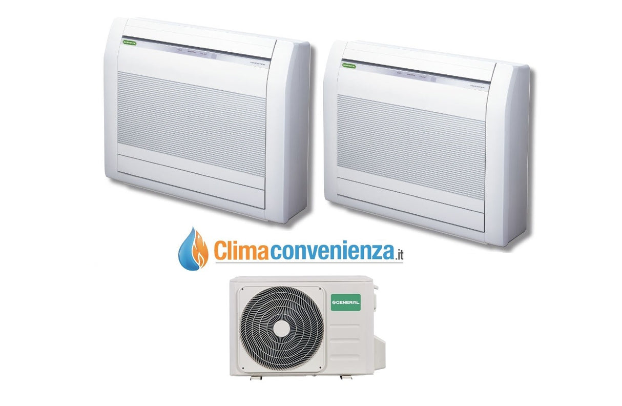 climatizzatore condizionatore dual split inverter pavimento fujitsu general serie lvca 9000_12000 con aohg18lac2 9_12