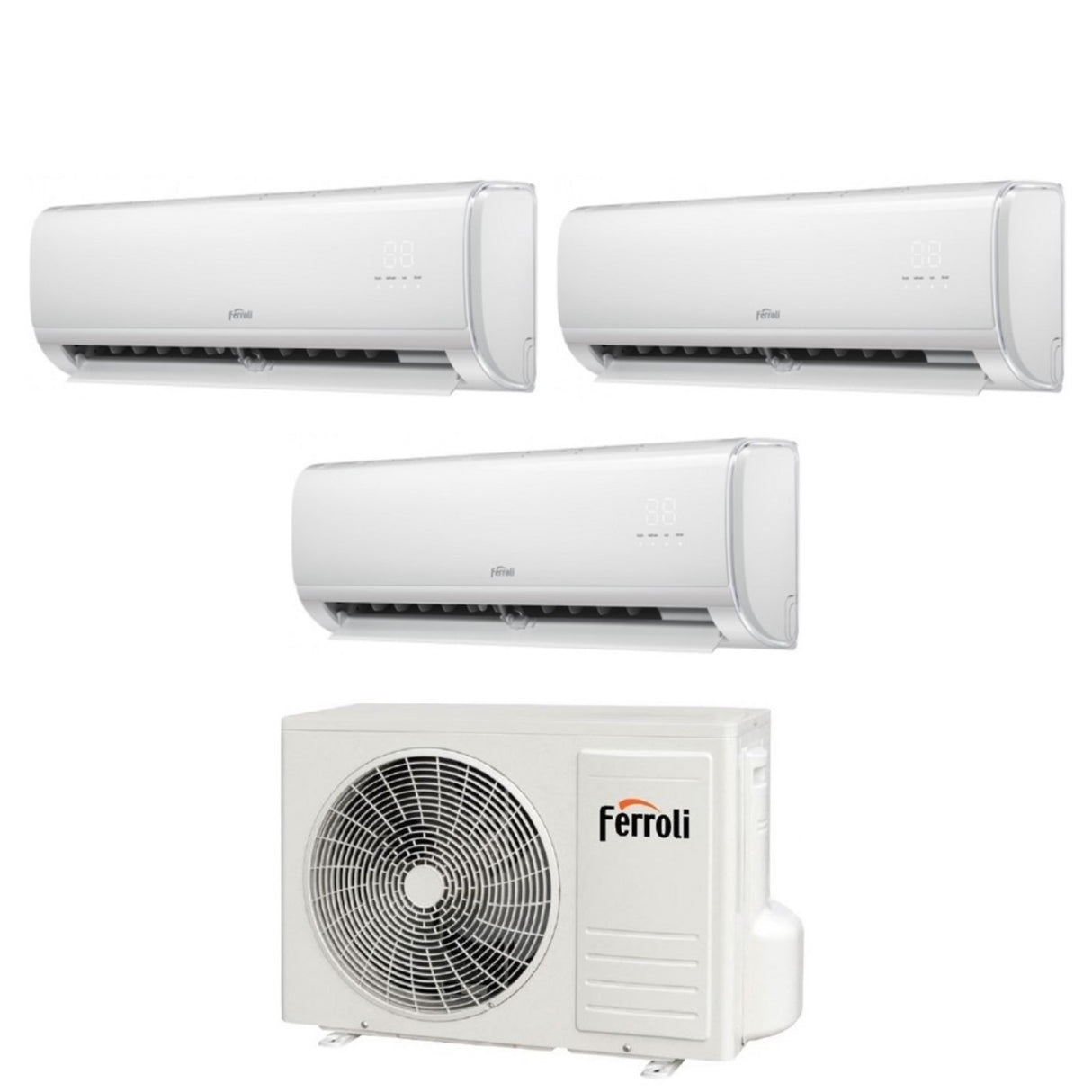 climatizzatore condizionatore ferroli trial split inverter serie giada m 9+9+18 con 28 4 r 32 wi fi integrato 9000+9000+18000
