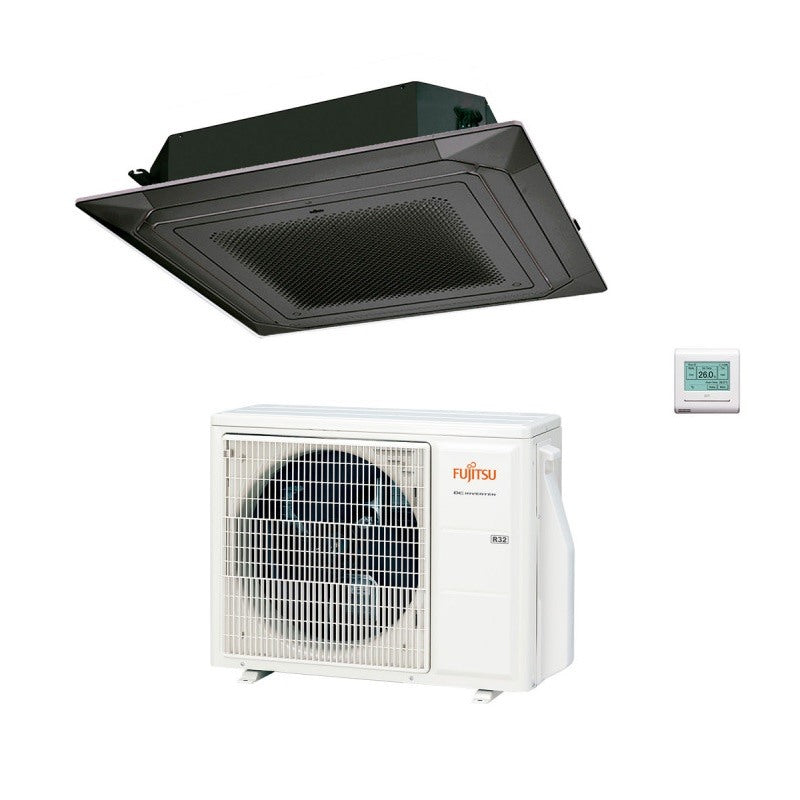 climatizzatore condizionatore fujitsu cassetta 4 vie serie eco kr circular flow 54000 btu r 32 cod. 3ngf88195 black nero auxg54krlb novita