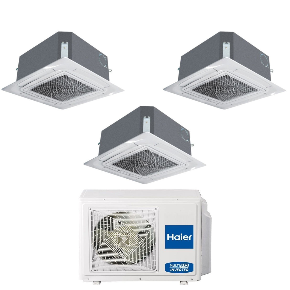 climatizzatore condizionatore haier trial split inverter a cassetta 620 9_9_12 con 3u55s2sr3fa r 32 wi fi optional 9000_9000_12000 con griglia inclusa