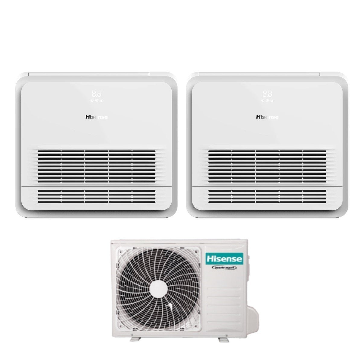 climatizzatore condizionatore hisense dual split console 9_12 con 2amw42u4rgc r 32 wi fi optional telecomando di serie incluso 9000_12000