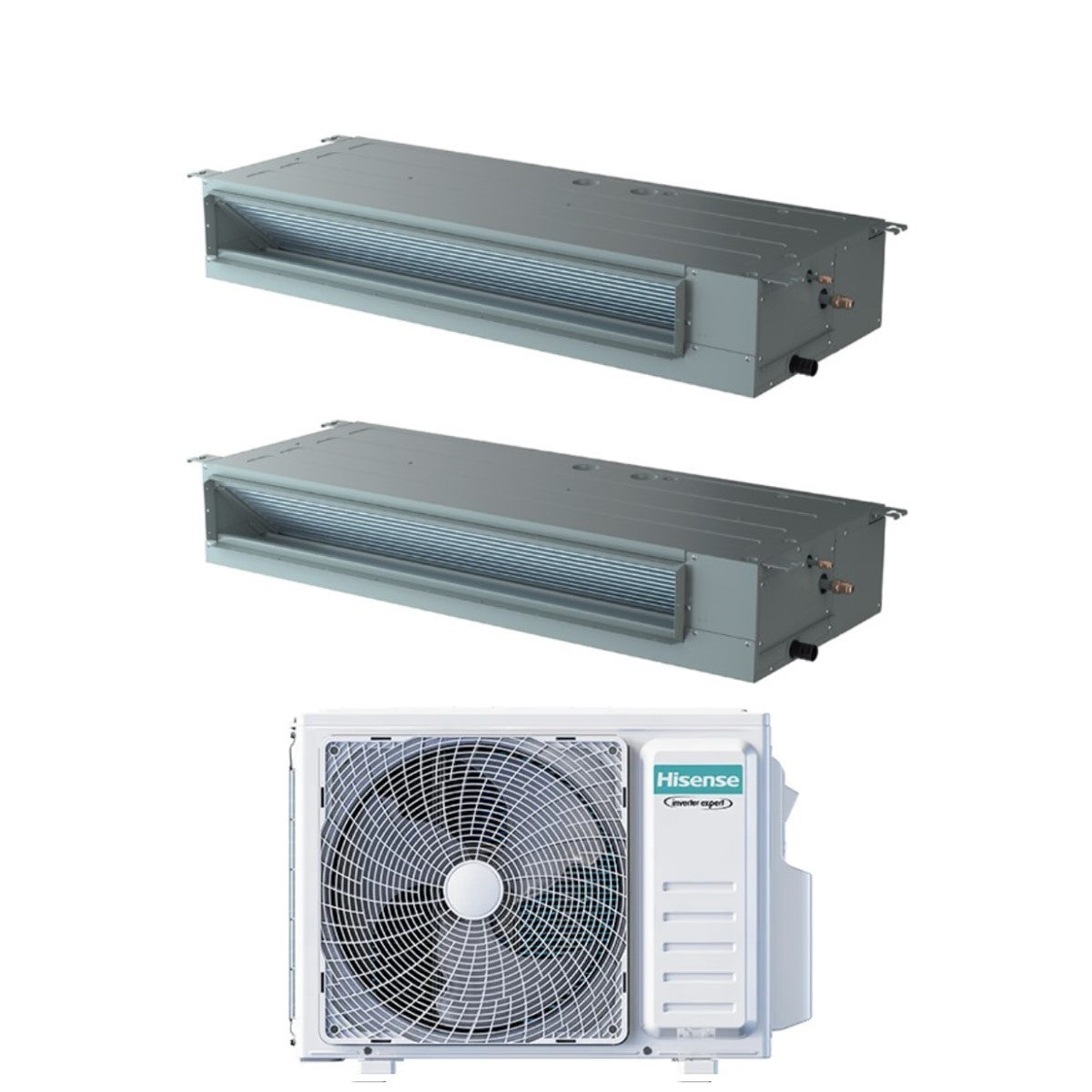climatizzatore condizionatore hisense dual split inverter canalizzato canalizzabile 12_12 con 3amw72u4rfa r 32 wi fi optional 12000_12000 con telecomando di serie e cablato incluso novita