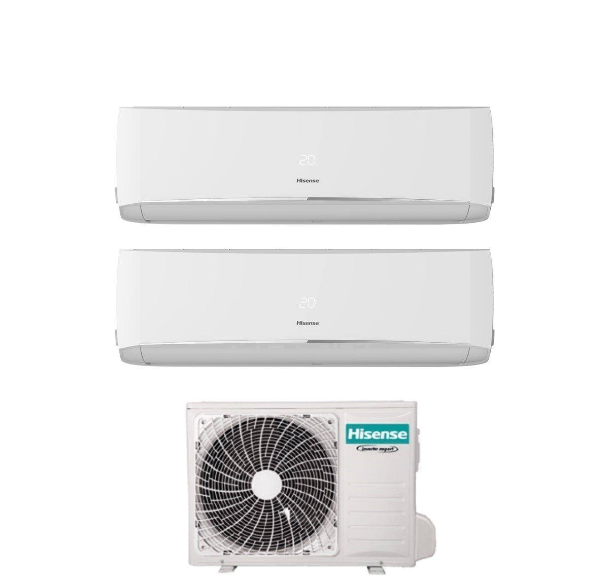 climatizzatore condizionatore hisense dual split inverter serie halo 12_12 con 2amw52u4rxc r 32 wi fi integrato 12000_12000