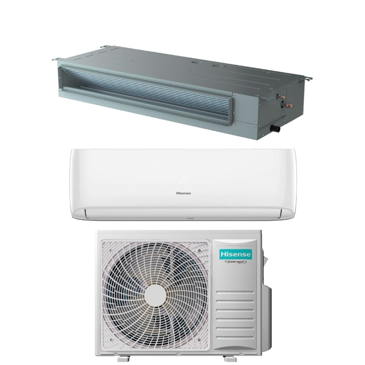 climatizzatore condizionatore hisense dual split inverter serie hi comfort 12000 _ canalizzato 18000 con 3amw72u4rfa r 32 wi fi 12_18
