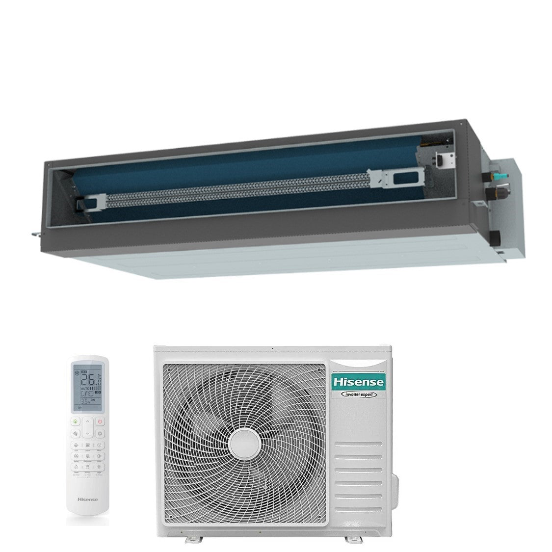 climatizzatore condizionatore hisense inverter canalizzato canalizzabile serie turbo 24000 btu aud71ux4rfm8 _ auw71u4rk8 r 32 wi fi optional classe a__ a__ con telecomando e comando cablato di serie