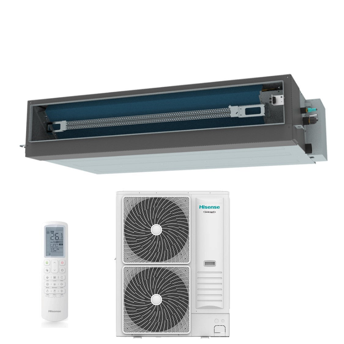 climatizzatore condizionatore hisense inverter canalizzato canalizzabile serie turbo 48000 btu aud140ux4reh8 _ auw140u6rn8 r 32 wi fi optional con telecomando e comando cablato di serie