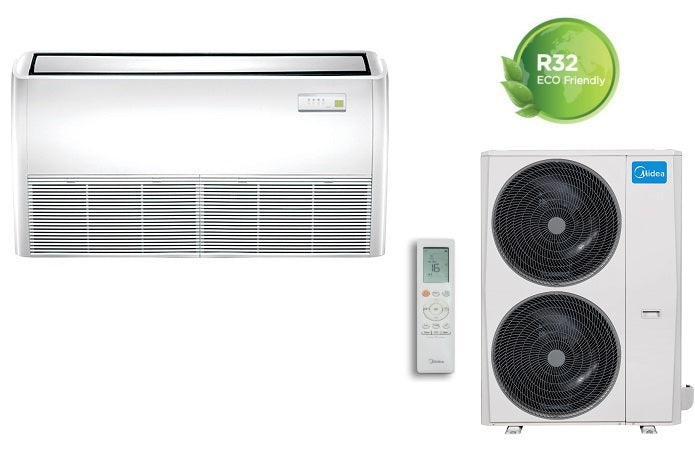 climatizzatore condizionatore inverter midea soffitto pavimento 48000 btu mue 48hrfnx r 32 a__ completo di comando trifase novita