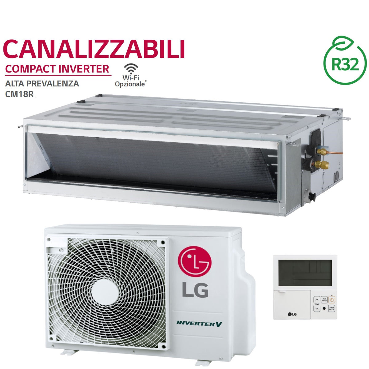 climatizzatore condizionatore lg canalizzabile compact 18000 btu cm18r.n10 r 32 a__ a_ wi fi optional
