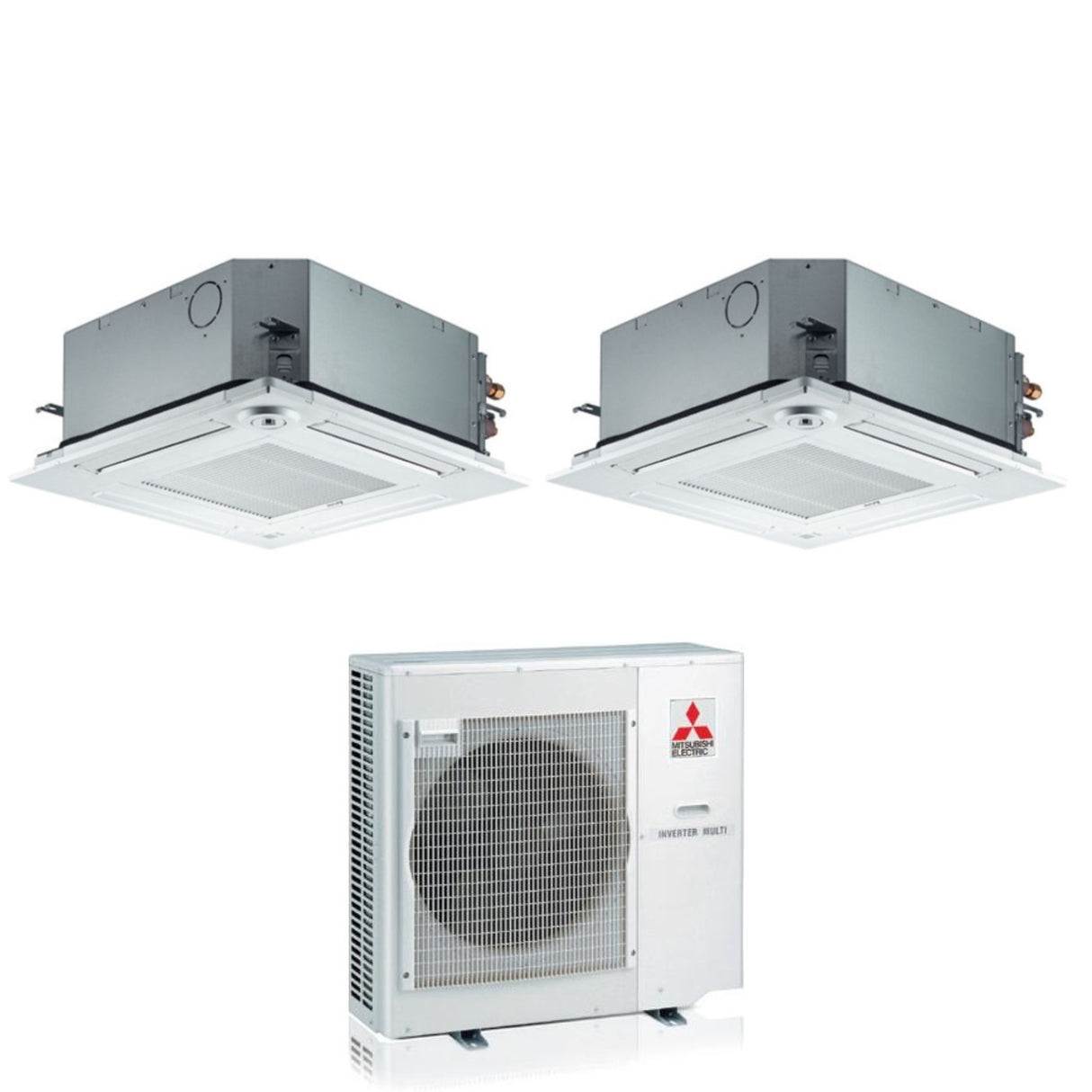 climatizzatore condizionatore mitsubishi electric dual split cassetta slz m 9_18 con mxz 4f72vf r 32 wi fi optional 9000_18000 con telecomando e griglia inclusa 4116