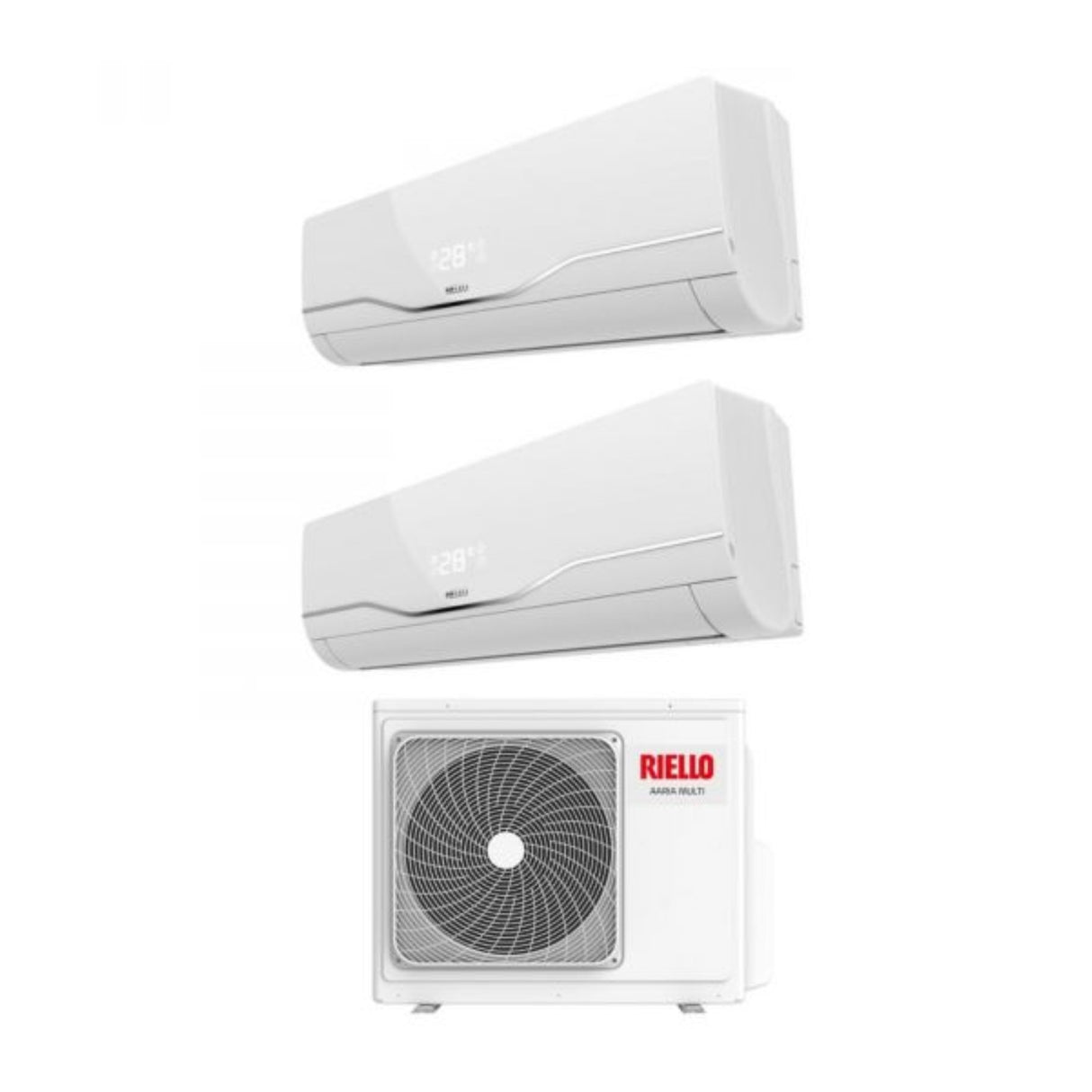 climatizzatore condizionatore riello inverter dual split aaria plus 7000_12000 btu r 32 con aaria multi 250 p 7_12 a__ a_ wi fi optional 7014