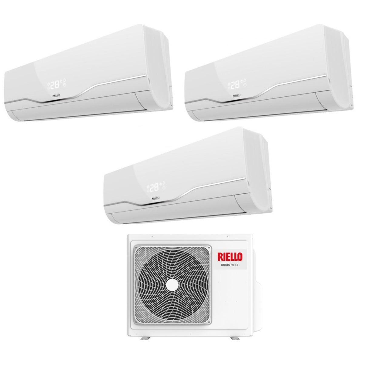 climatizzatore condizionatore riello trial split inverter serie aaria plus 7_9_9 con aaria multi 355 p r 32 wi fi optional 7000_9000_9000