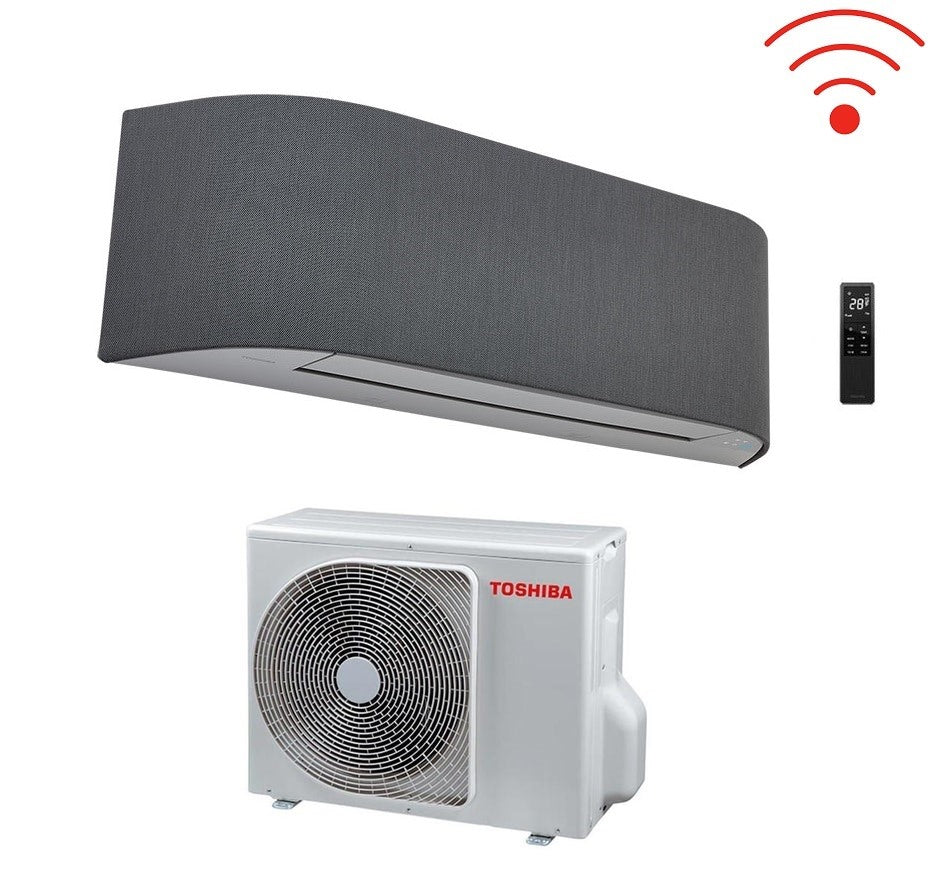 climatizzatore condizionatore toshiba inverter serie haori 13000 btu r 32 ras b13n4kvrg e wi fi integrato a___ grigio chiaro grigio scuro novita