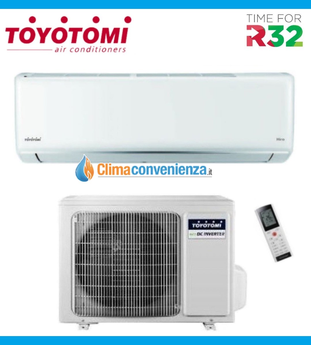 climatizzatore condizionatore toyotomi inverter serie hiro 9000 btu r 32 wi fi incluso classe a__ a___