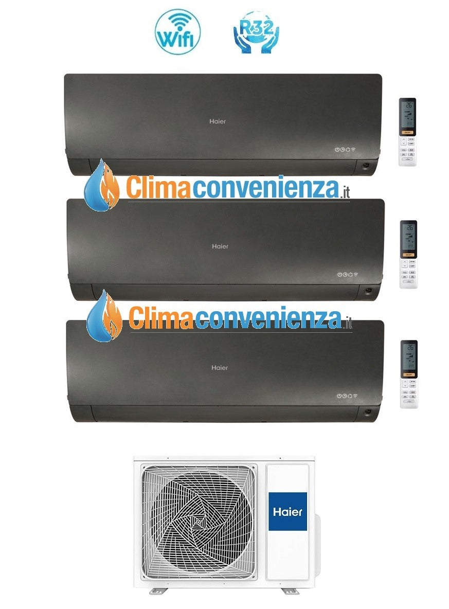 climatizzatore condizionatore trial split inverter haier serie flexis white 9000_9000_12000 btu con 3u55s2sr2fa r 32 wi fi 9_9_12 novita copia