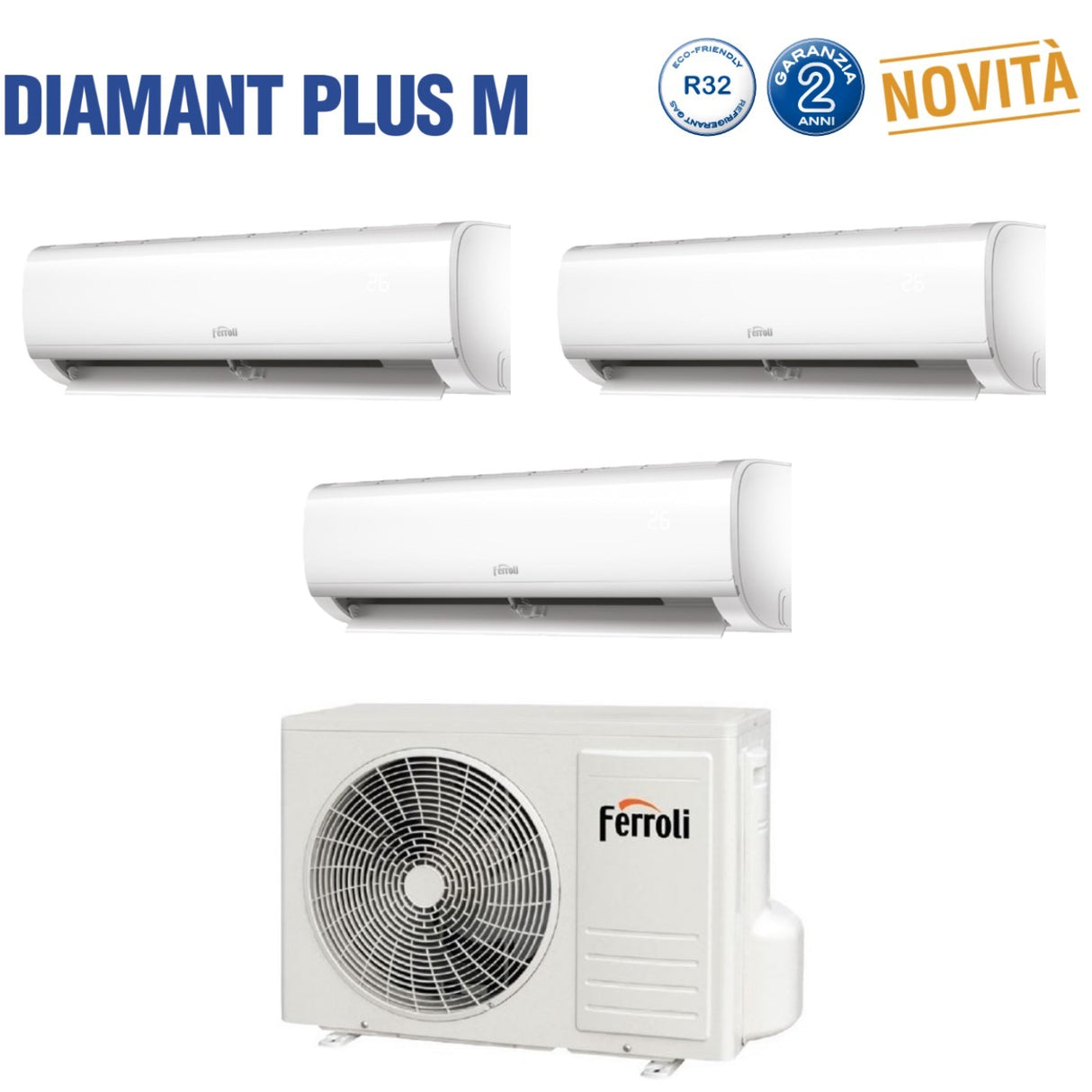 condizionatore climatizzatore ferroli trial split serie diamant plus m 9_9_18 con u.e. 28 4 gas r 32 9000_9000_18000