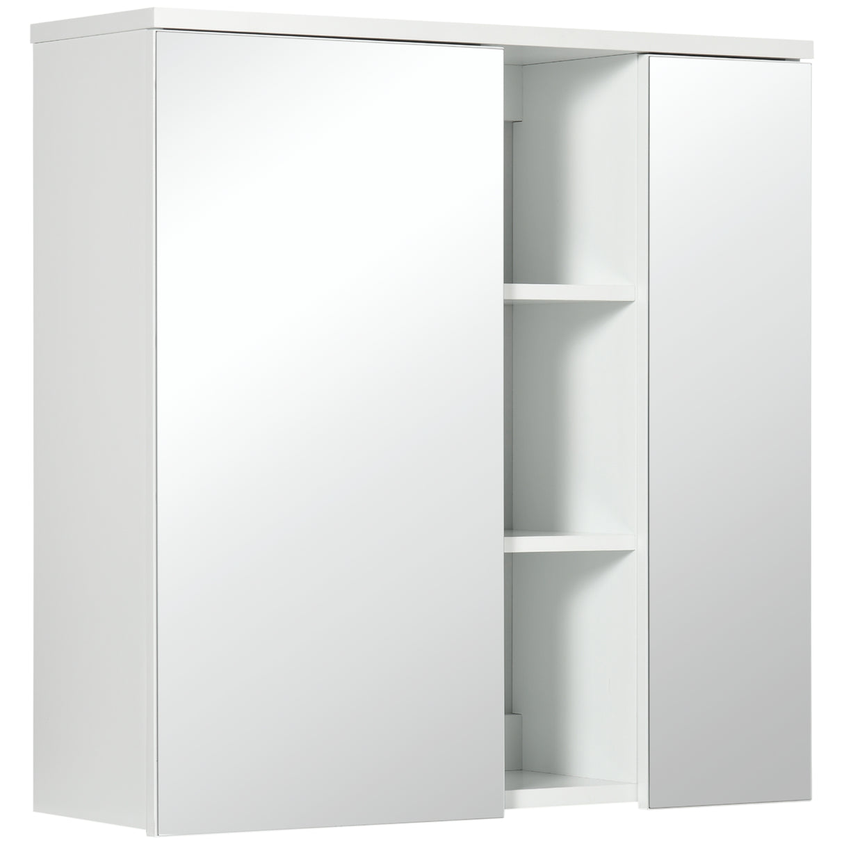 easycomfort easycomfort armadietto specchiera bagno 2 ante con ripiani aperti e mensole regolabili 60x20x61cm bianco