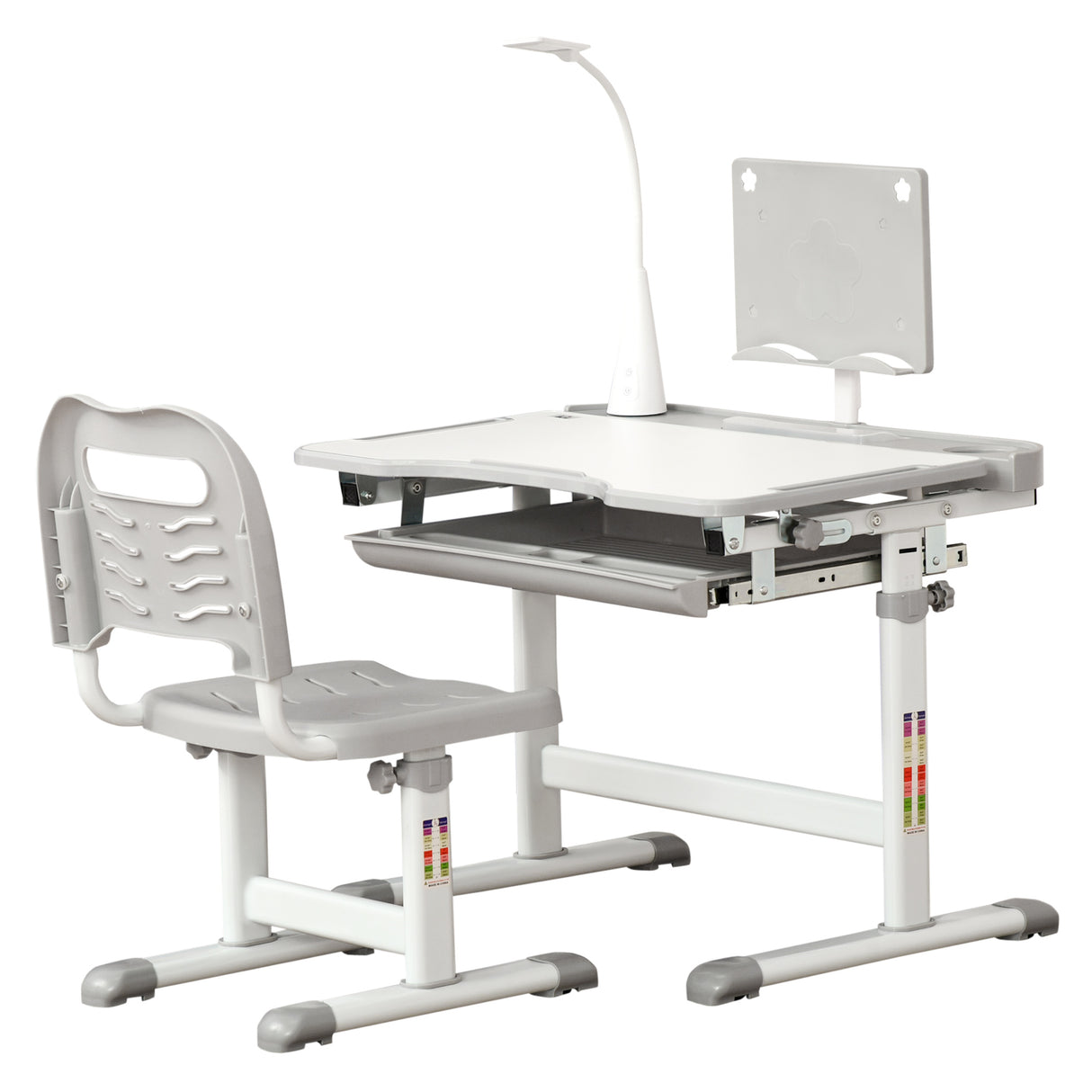easycomfort easycomfort banco scuola con sedia per bambini 6 12 anni con altezza e inclinazione regolabile grigio
