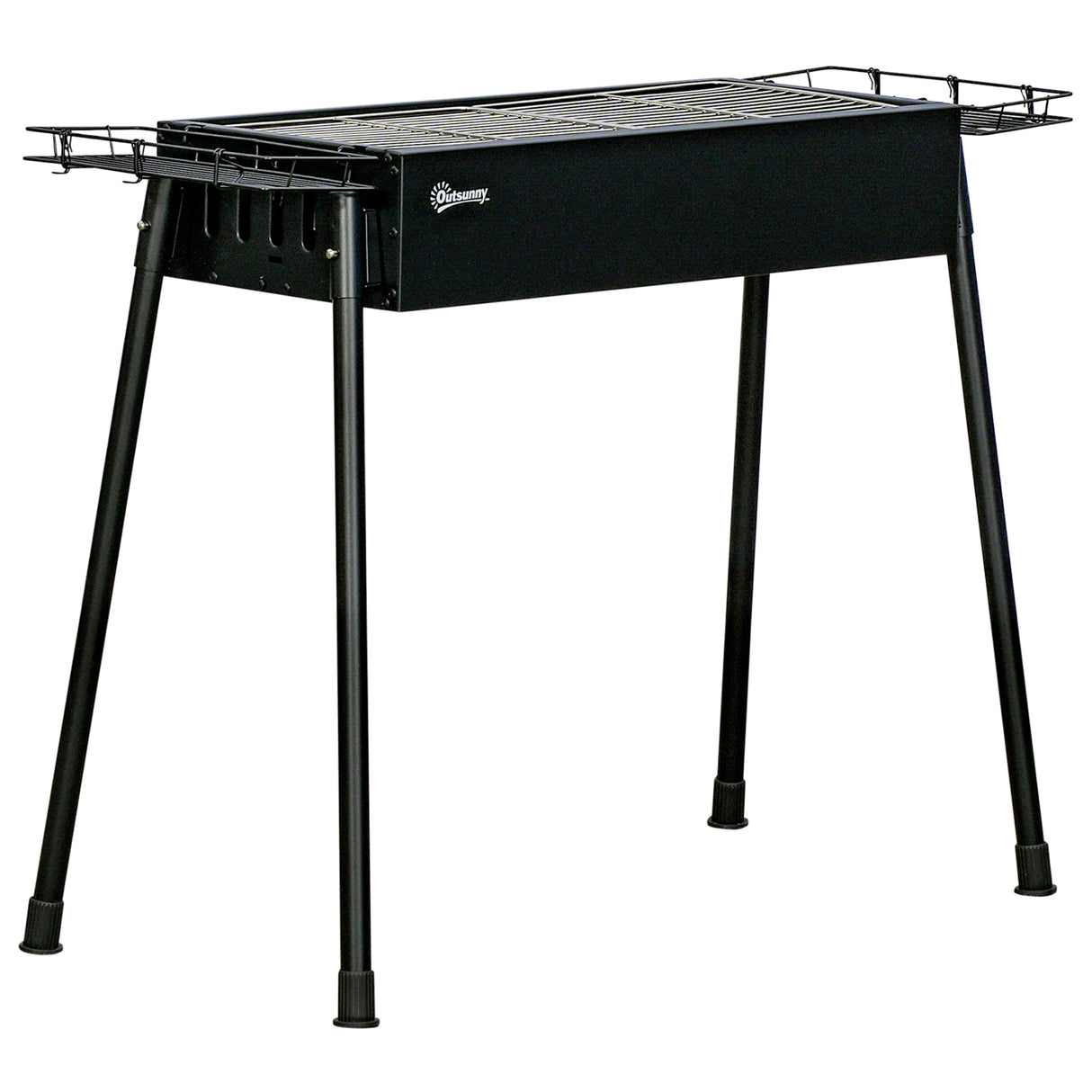 easycomfort easycomfort barbecue a carbonella con 2 griglie e cestini laterali 94x39x70cm nero