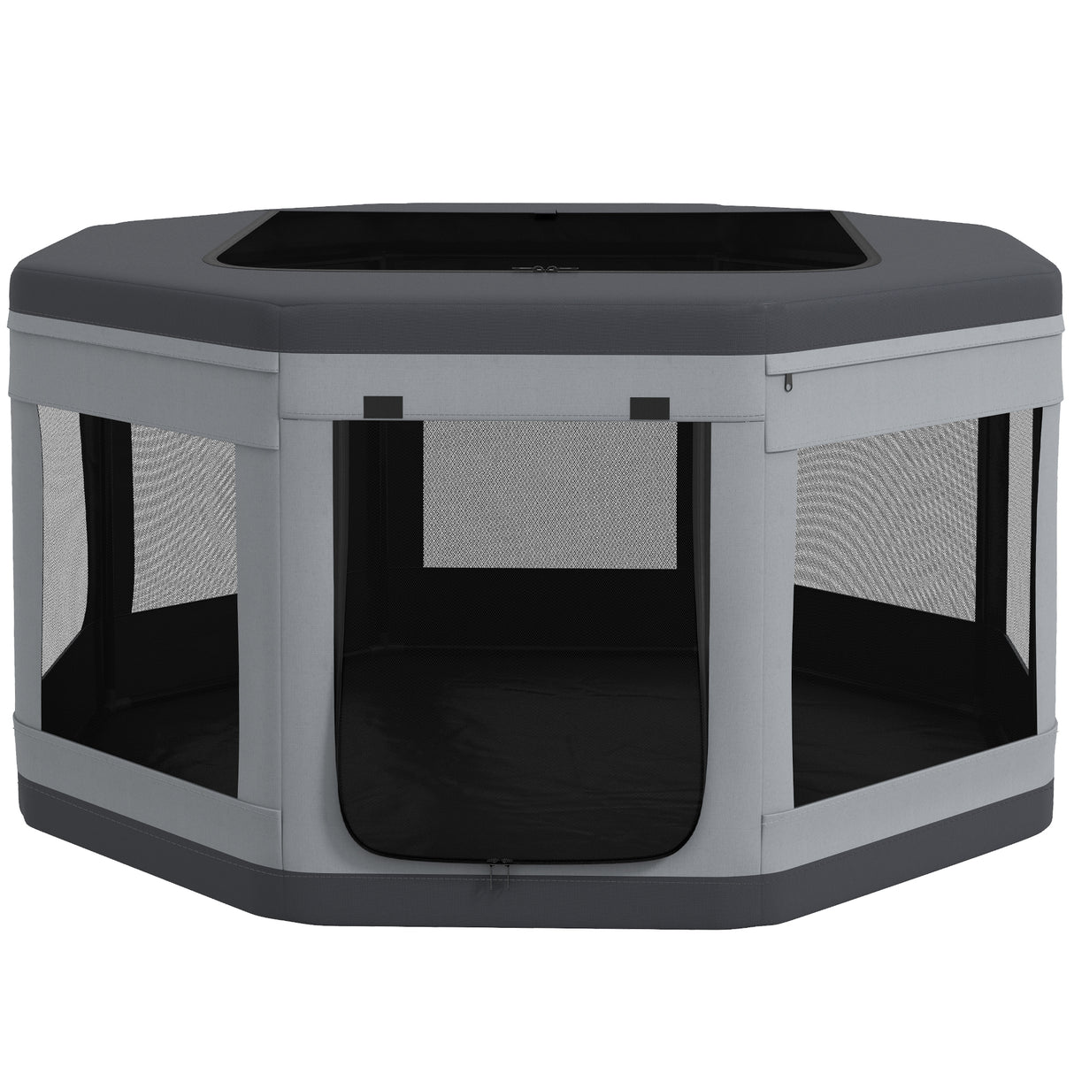 easycomfort easycomfort box per cani e gatti con 7 finestre e 2 ingressi in tessuto oxford nylon e pp 124x62 cm grigio e nero