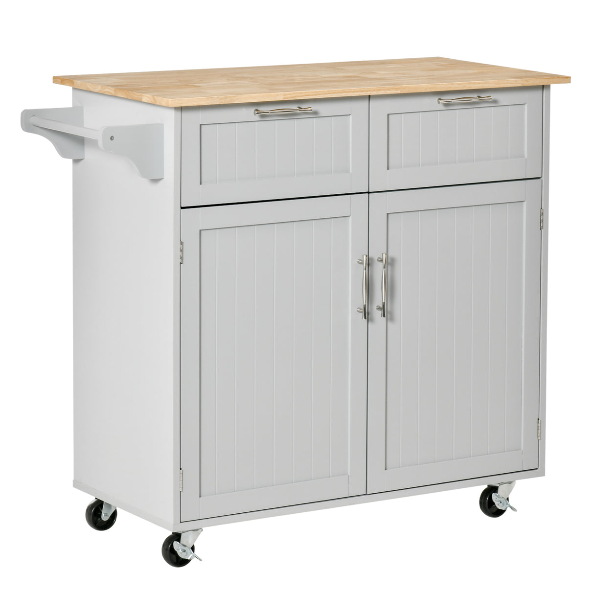 easycomfort easycomfort carrello da cucina multiuso in legno con 2 cassetti armadietto e 4 ruote 104x46x91cm grigio