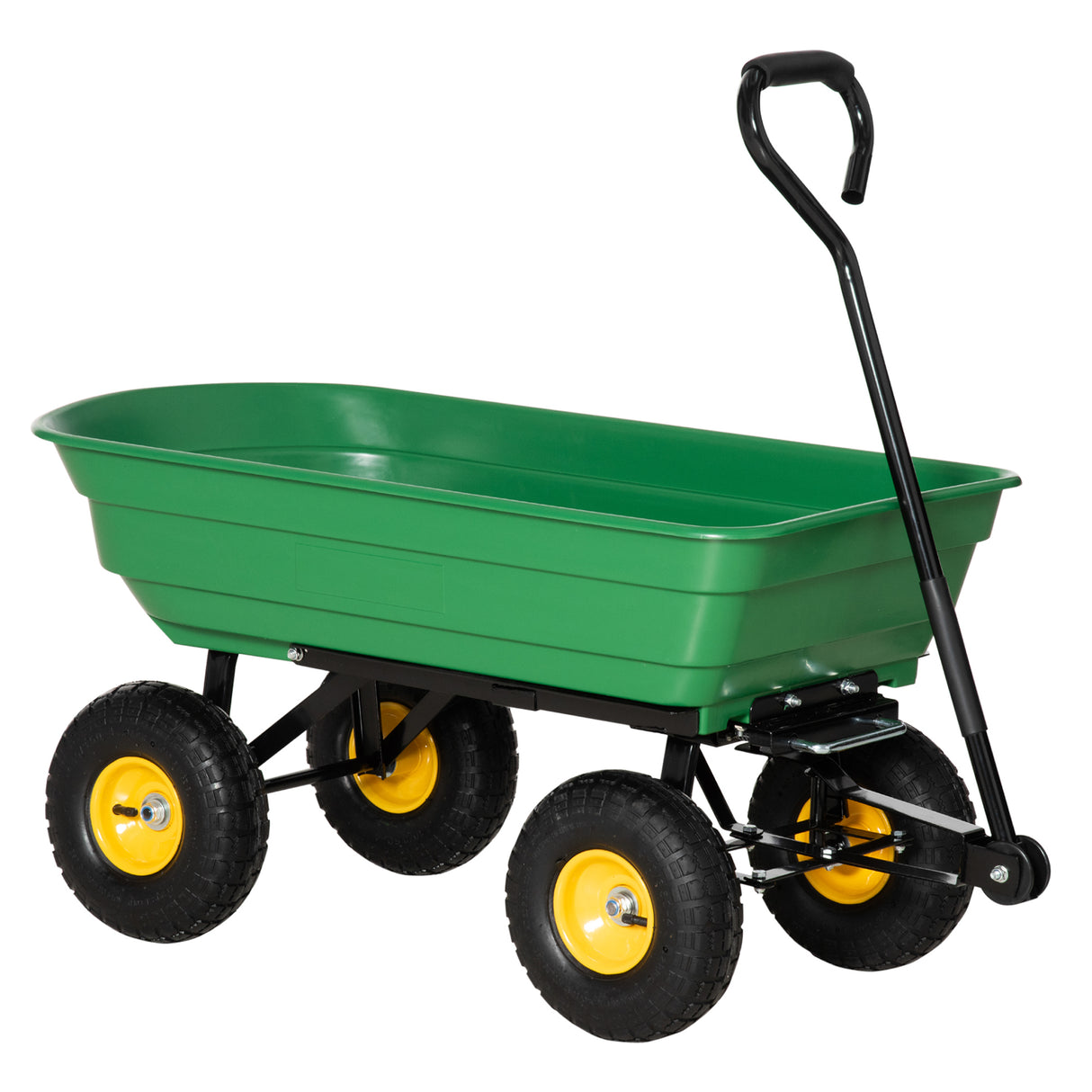 easycomfort easycomfort carrello da giardino 75l in acciaio e pp con vasca ribaltabile e maniglia 109x52x94 cm verde