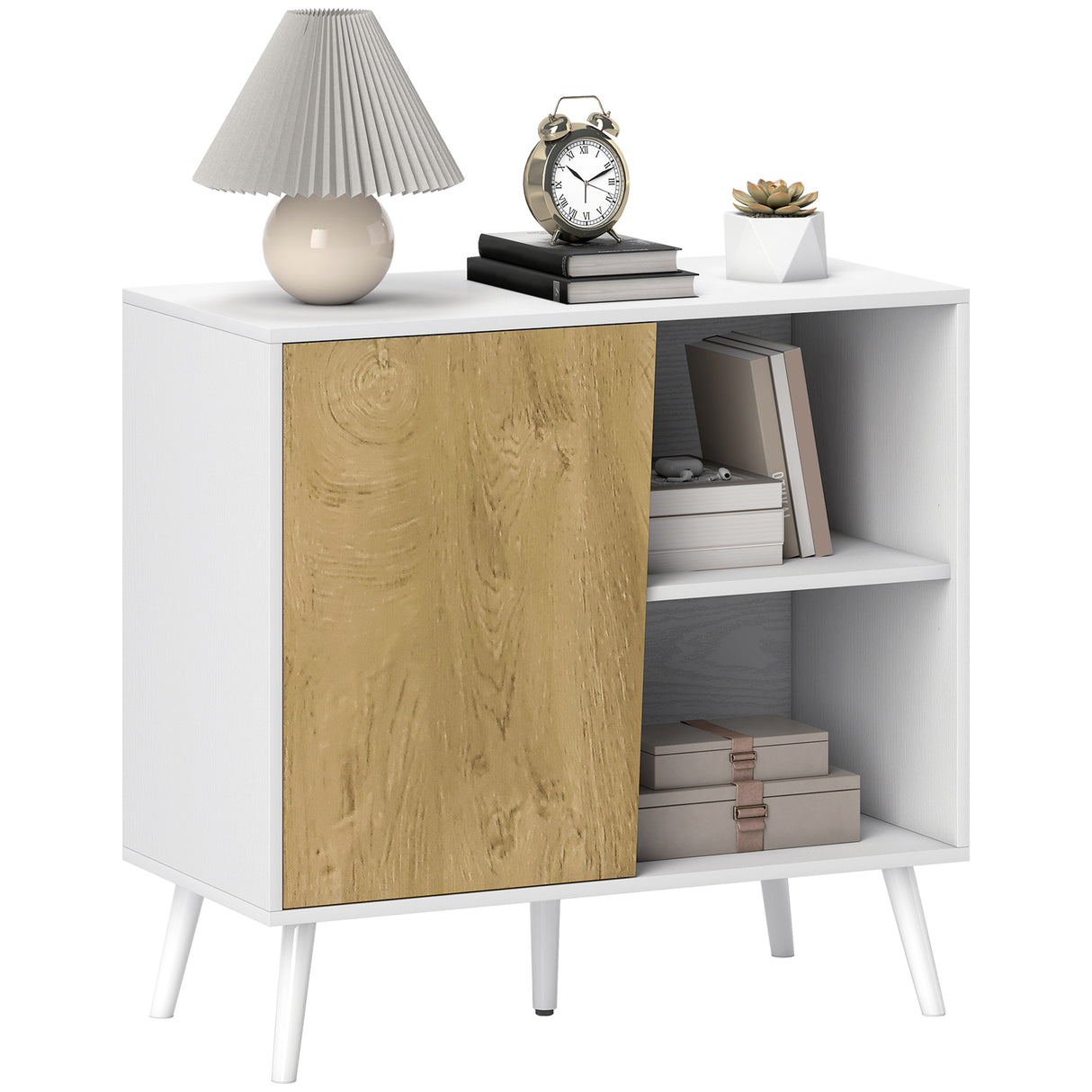 easycomfort easycomfort credenza moderna con armadietto e vano portaoggetti in legno 80x39x76 cm bianco