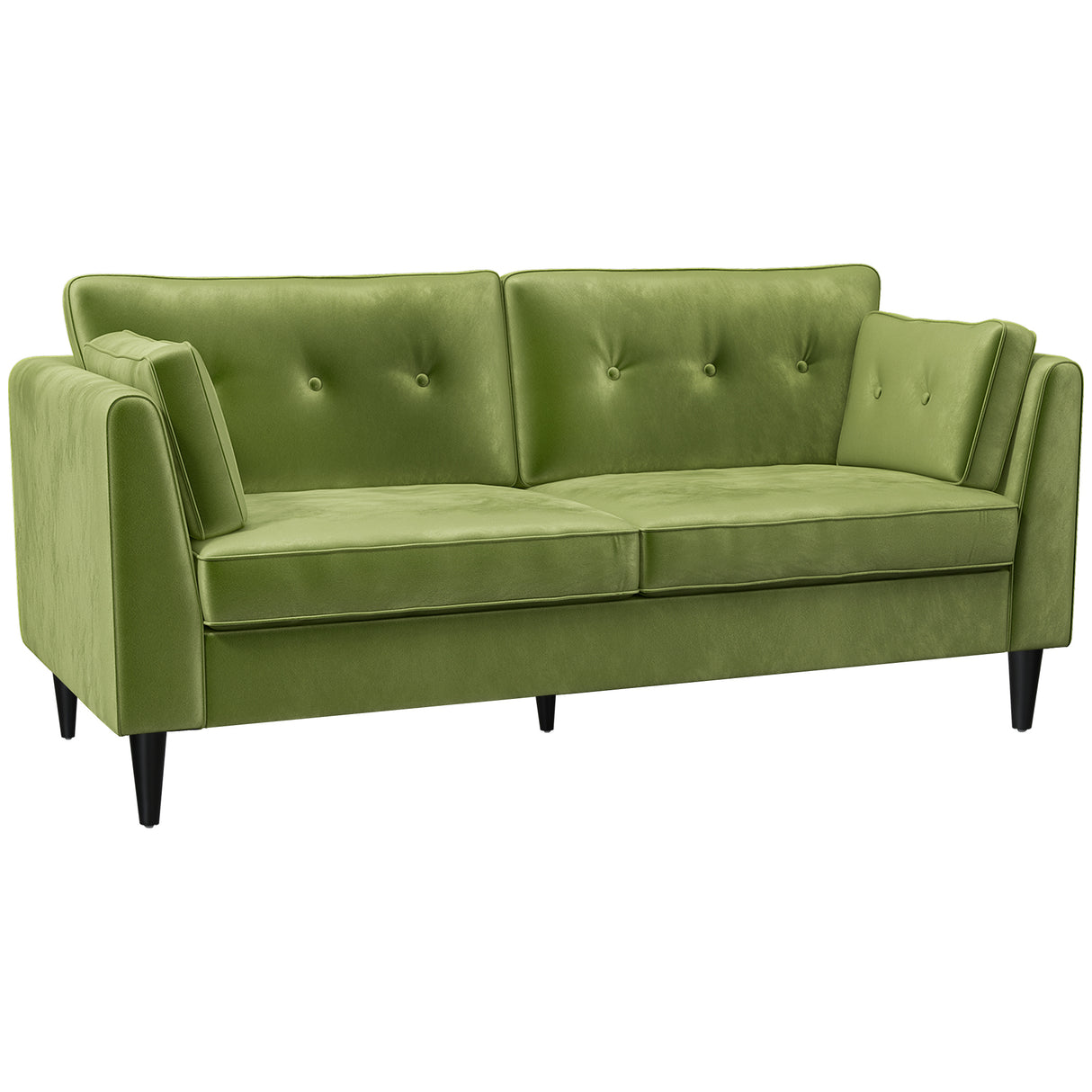 easycomfort easycomfort divano 2 posti classico in velluto con cuscini e trapuntato a bottoni 172x75x82cm verde