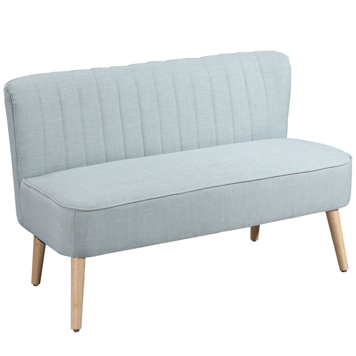 easycomfort easycomfort divano 2 posti moderno in tessuto senza braccioli con gambe in legno 117x56 5x77 cm celeste