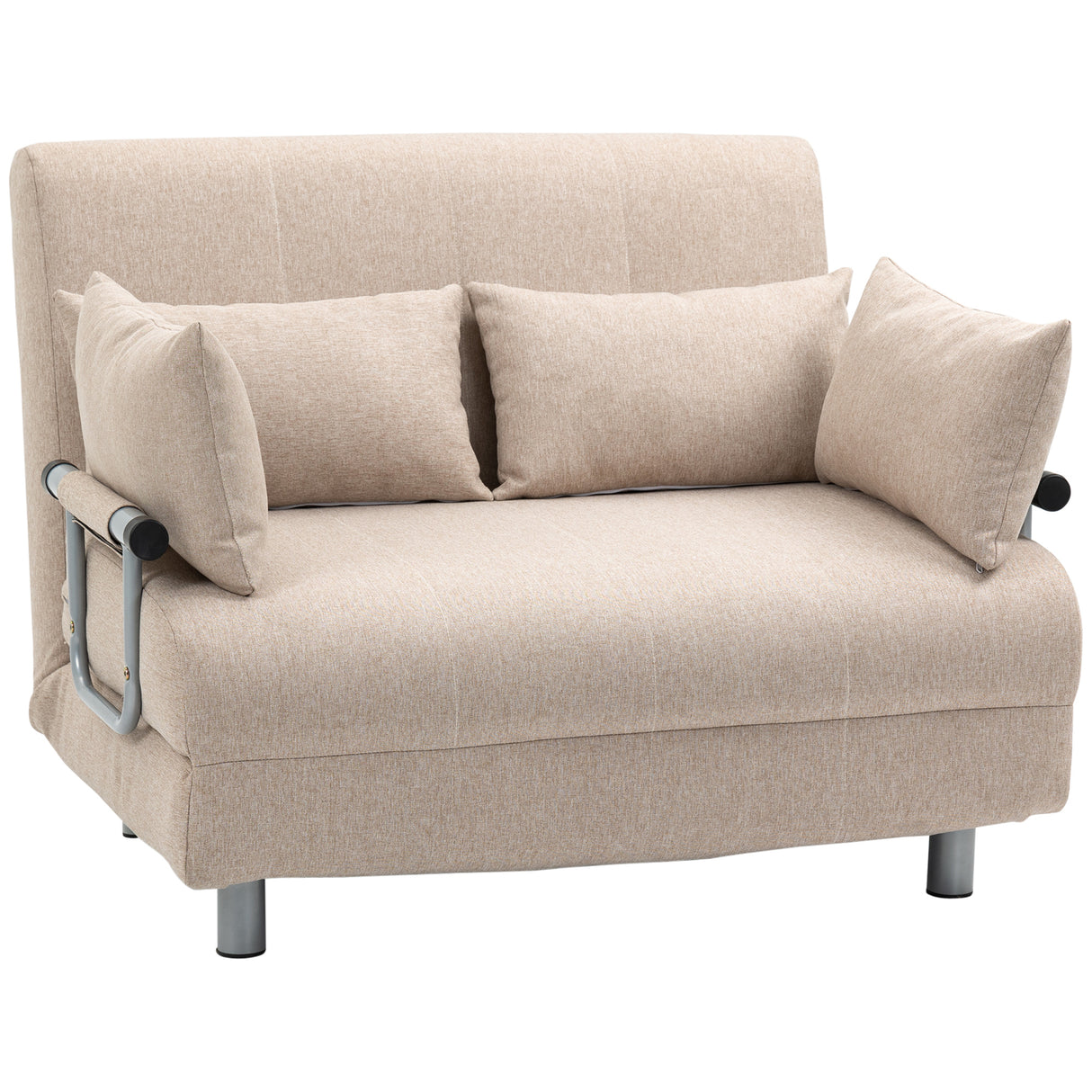 easycomfort easycomfort divano letto 2 posti 3 in 1 convertibile in poltrona reclinabile e 4 cuscini 102x82x81 cm beige ean 8055776914848