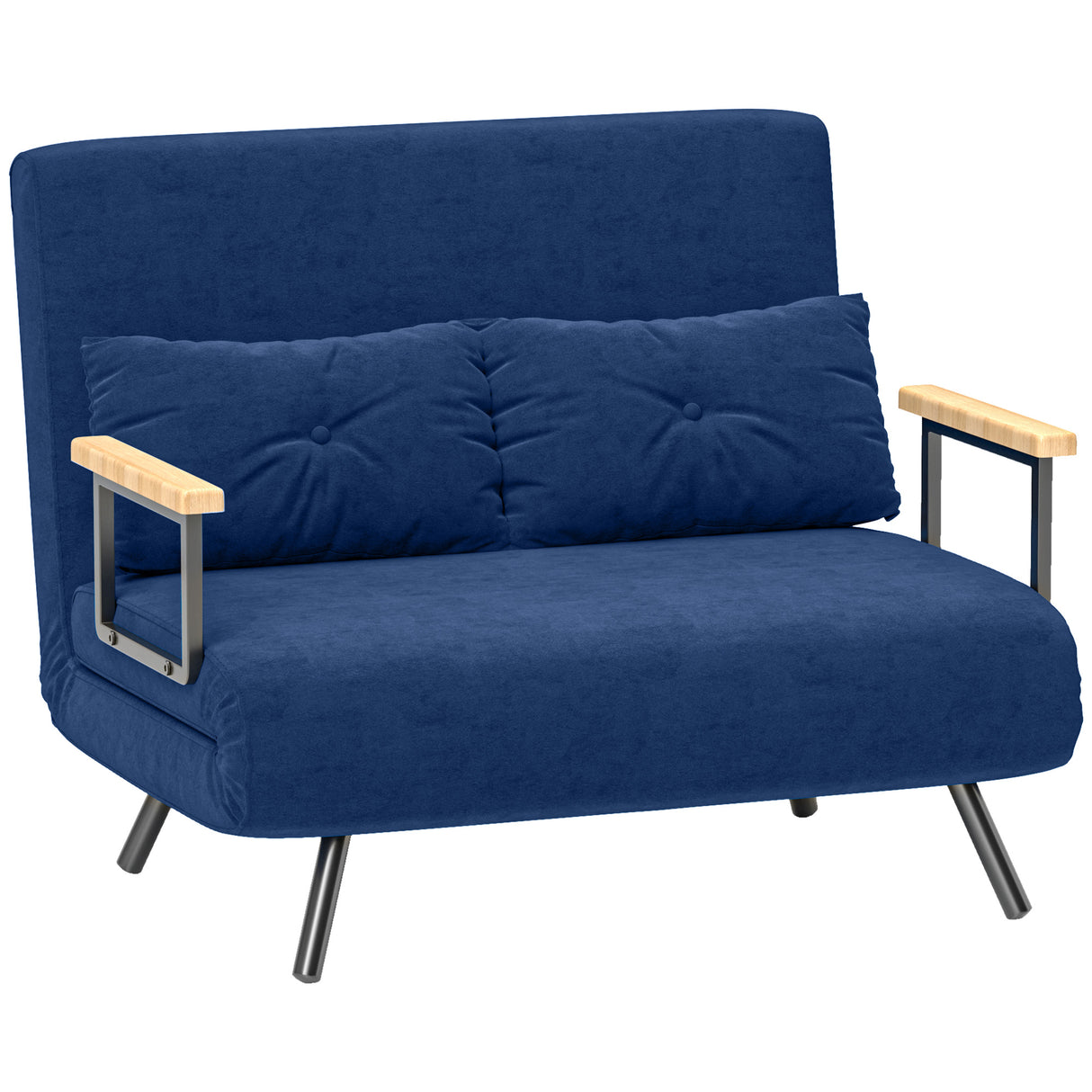 easycomfort easycomfort divano letto 3 in 1 in tessuto effetto velluto con schienale regolabile e 2 cuscini 102x73x81 cm blu