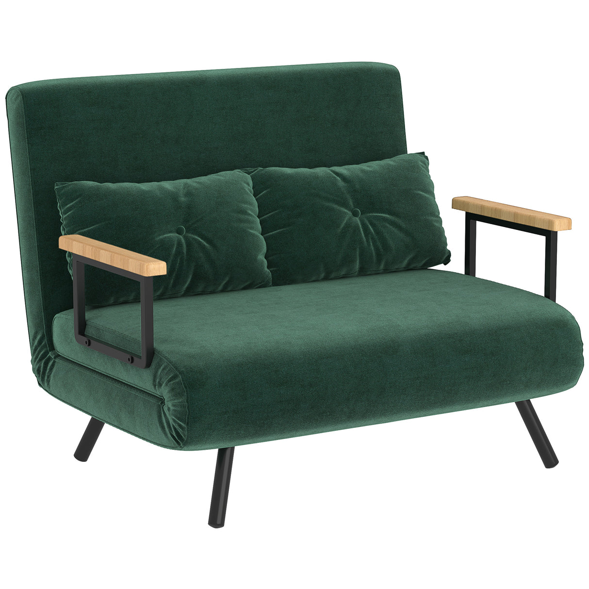 easycomfort easycomfort divano letto 3 in 1 in tessuto effetto velluto con schienale regolabile e 2 cuscini 102x73x81 cm verde