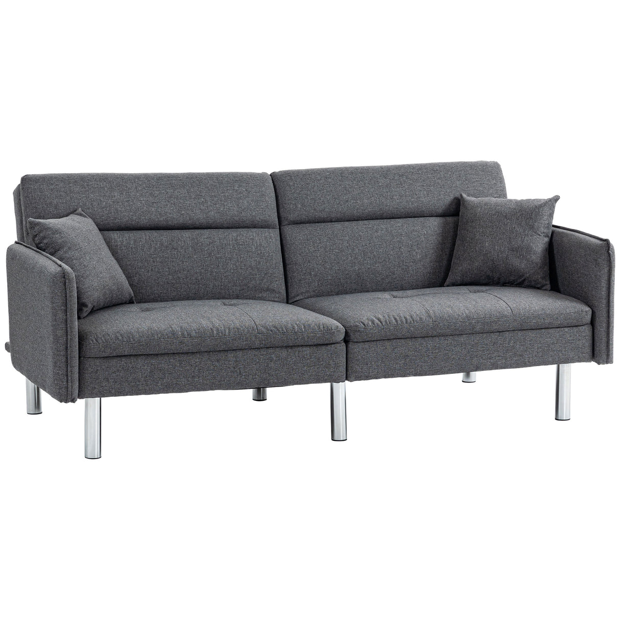 easycomfort easycomfort divano letto 3 posti con meccanismo clic clac schienale reclinabile e 2 cuscini 189x91x84cm grigio