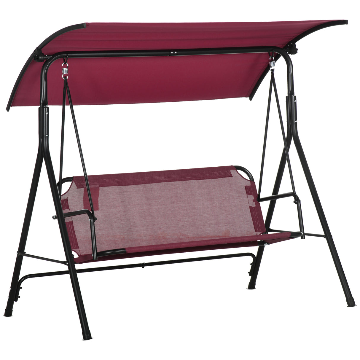 easycomfort easycomfort dondolo da giardino 3 posti in acciaio con tetto parasole in poliestere 172x110x153 cm rosso e nero