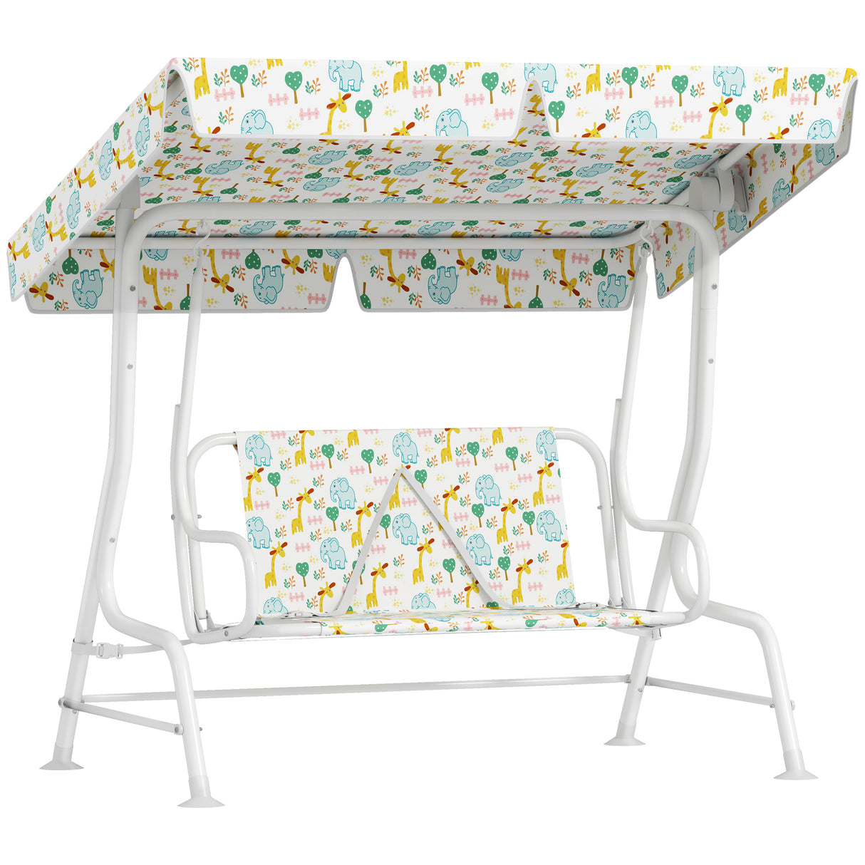 easycomfort easycomfort dondolo per bambini da esterno a 2 posti con tettuccio regolabile e cinture di sicurezza 112x75x120 cm bianco