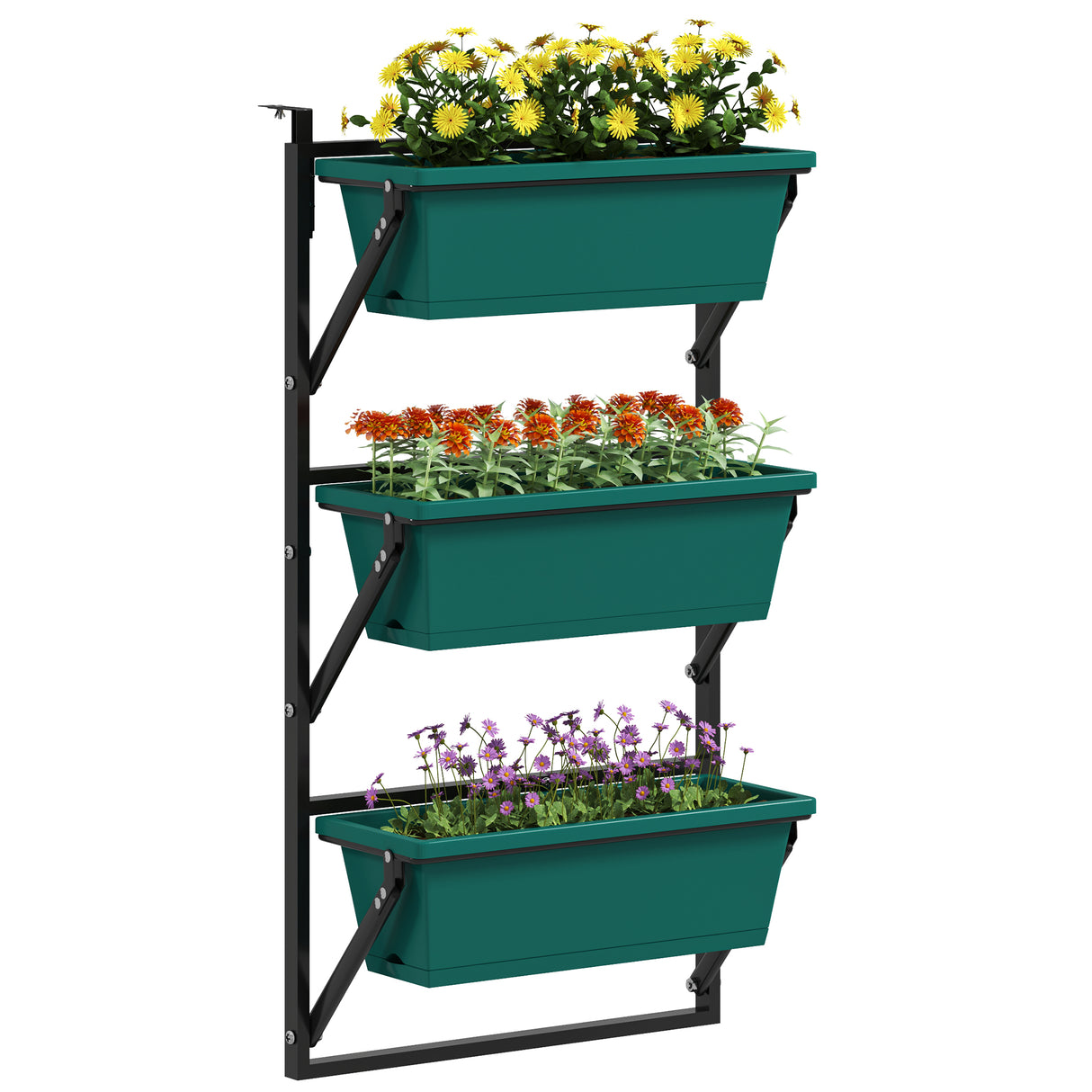 easycomfort easycomfort fioriera da esterno verticale e 3 vasi per piante in plastica con fori di drenaggio 56x42x100 cm verde