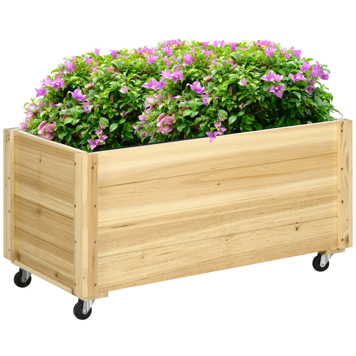 easycomfort easycomfort fioriera da giardino con foro di drenaggio e rotelle in legno di abete 89x48x47 cm