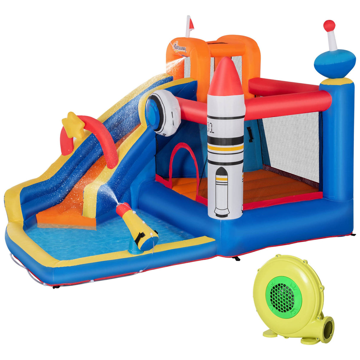 easycomfort easycomfort gioco gonfiabile per bambini 3 8 anni a tema spazio con borsa 11 paletti e toppe inclusi 340x270x227 cm