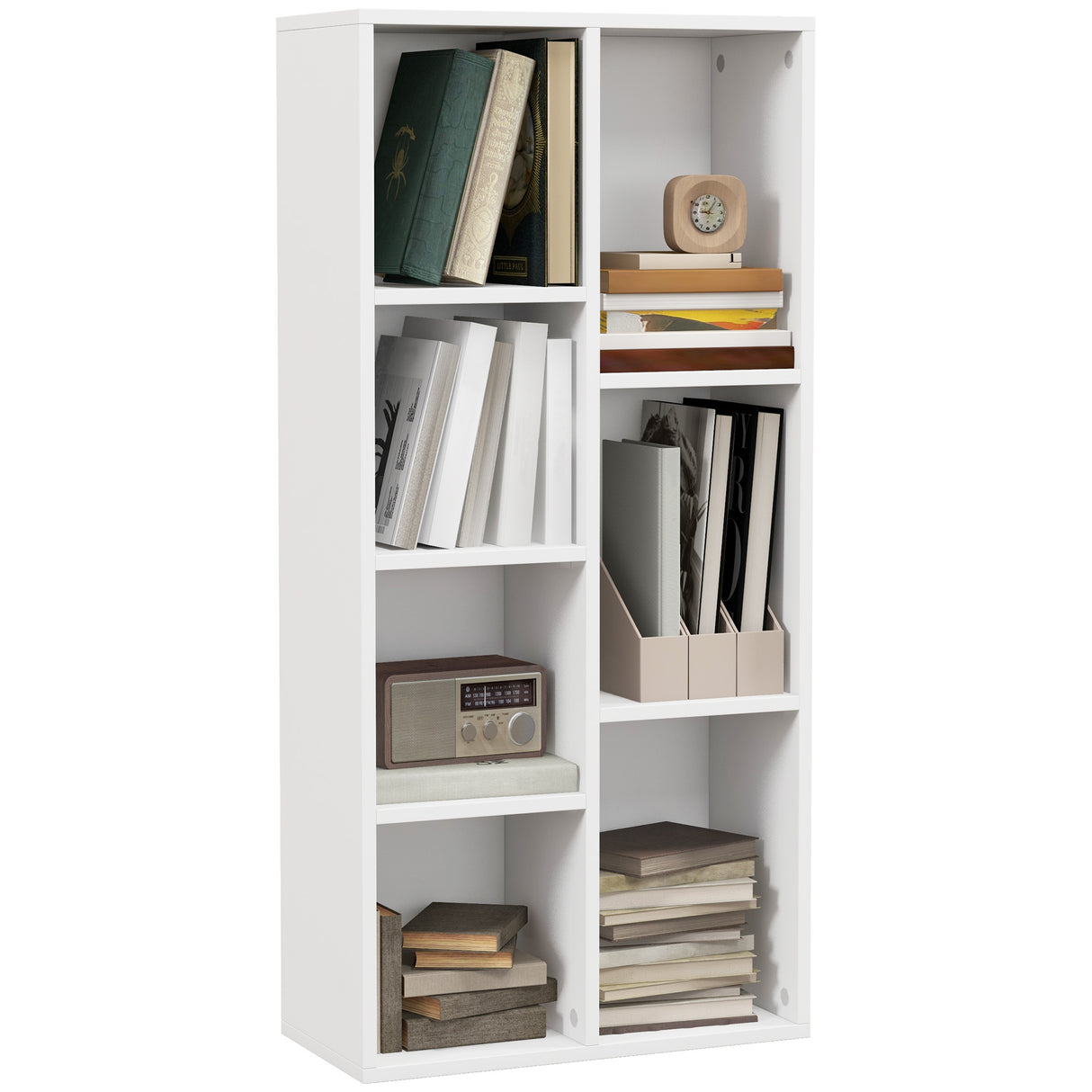 easycomfort easycomfort libreria moderna a cubi con 7 ripiani in legno truciolato 50x24x106 cm bianca