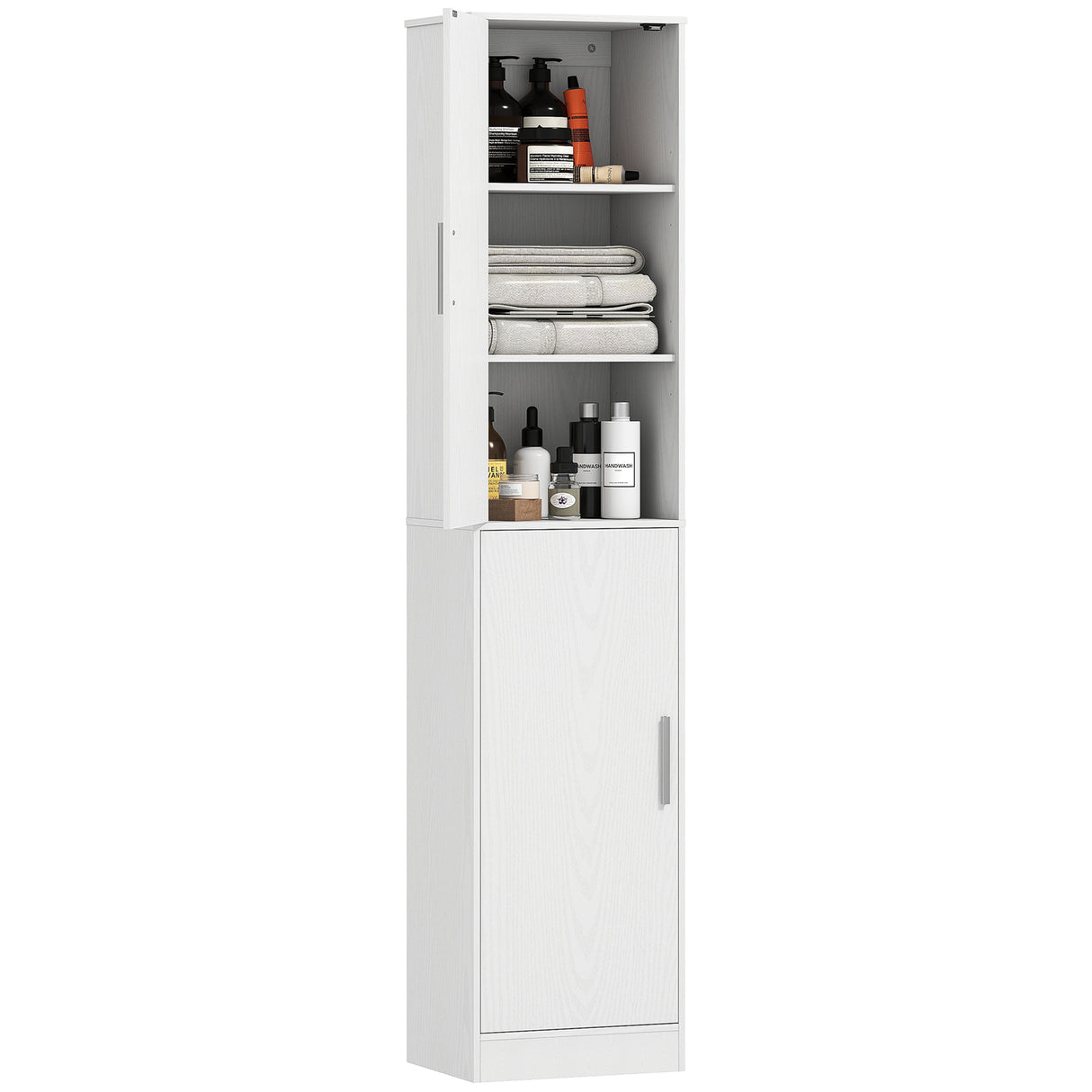 easycomfort easycomfort mobile colonna bagno a 2 armadietti con 6 ripiani regolabili in legno 40x35x180 cm bianco