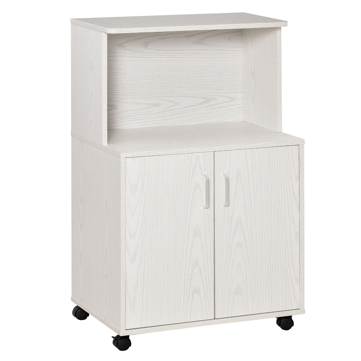 easycomfort easycomfort mobile cucina multiuso con ruote armadietto e ripiano per microonde credenza alta in legno truciolare 60 4x40 3x97cm bianco
