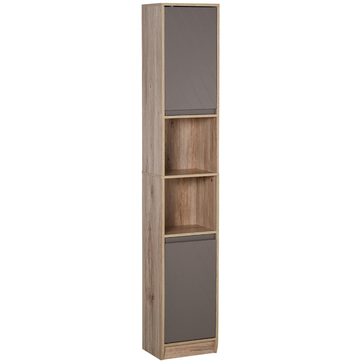 easycomfort easycomfort mobiletto salvaspazio per bagno in legno mobile da bagno con 2 armadietti e 6 ripiani grigio e rovere design a torre 30 x 24 x 170cm ean 8054111847469