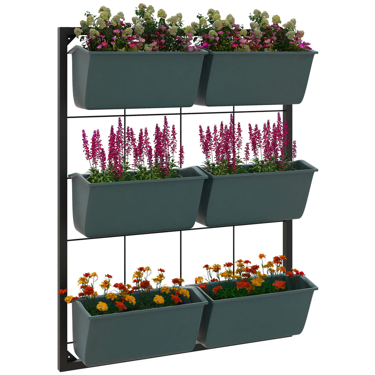 easycomfort easycomfort orto verticale a 3 livelli con 6 vasi in acciaio e plastica 52x14x66cm verde scuro