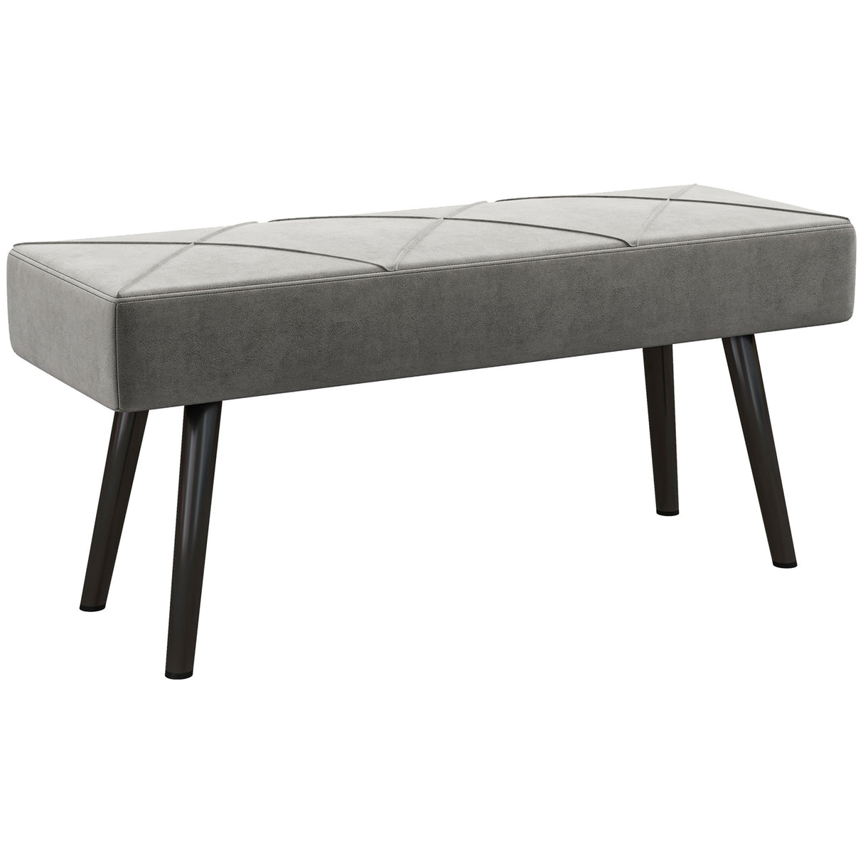 easycomfort easycomfort panca imbottita fondoletto in velluto con gambe in acciaio 100x36x45cm grigio