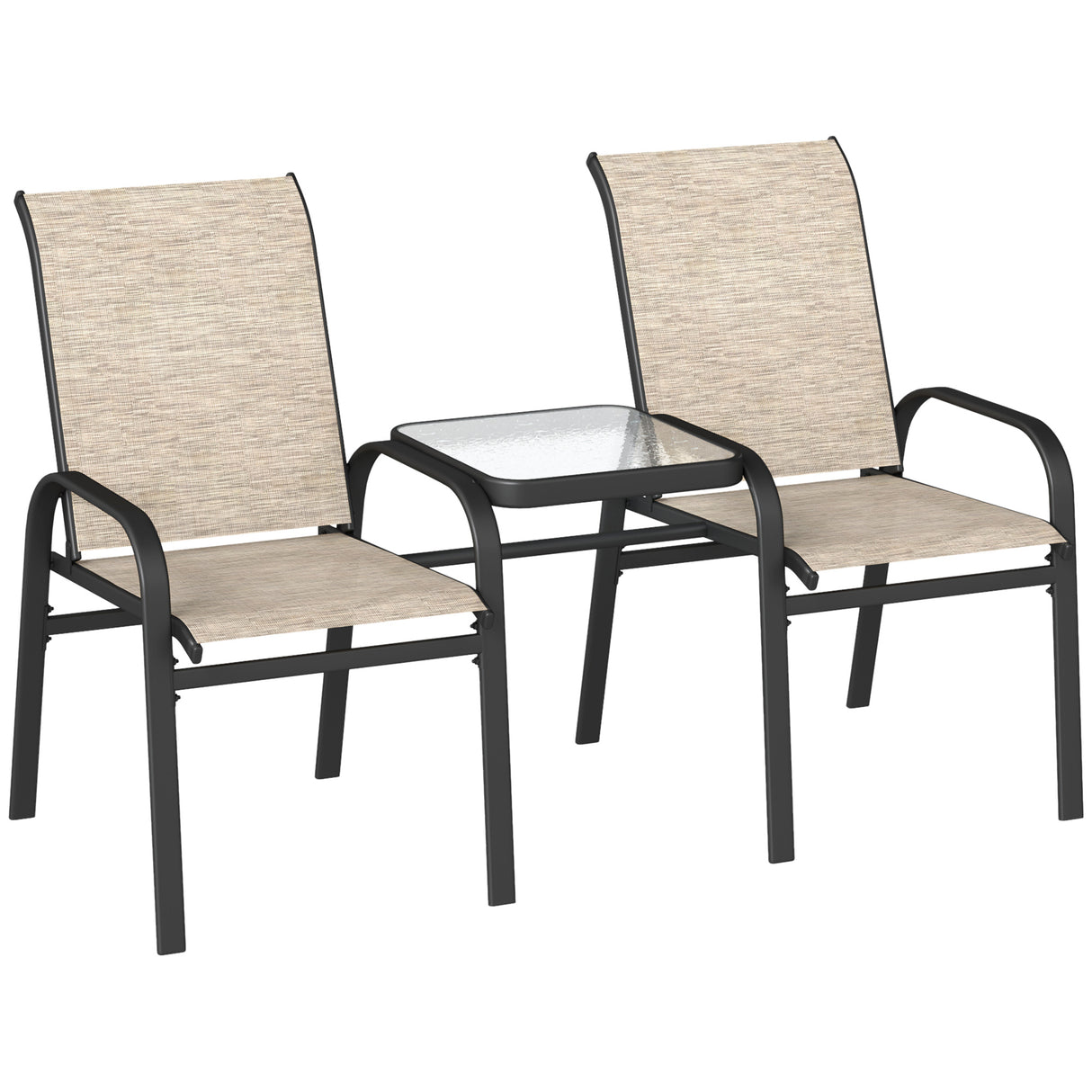 easycomfort easycomfort panchina 2 posti da giardino con braccioli schienale alto e tavolino basso centrale in vetro marrone e nero