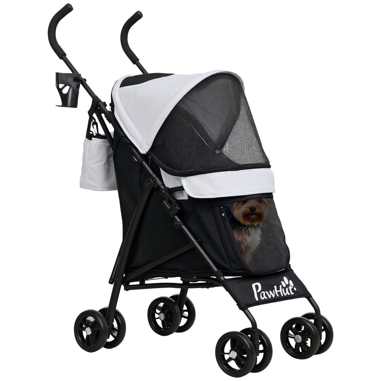 easycomfort easycomfort passeggino per cani con 2 finestre a rete in acciaio e tessuto oxford 76x44x103 cm nero e grigio chiaro